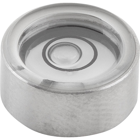 Kipp Round Spirit Level Body D1=12 H=6 Stainless Steel, Black, Comp:Glass, E10' Sensitivity 10' K1156.120710